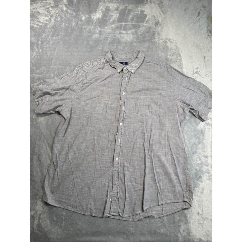 George Mens 2XL Gray Classic Fit Short Sleeve Button Down Shirt GE32100021606LB